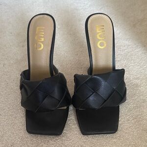 EGO Black Woven Mules